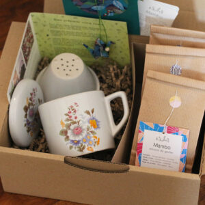 Coffret tisanière n°10 - Bouquet bleu, orange et rose